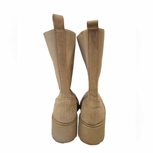 Steve Madden Chelsea Boots Beige Hesitant Round Toe Block Heel Sz.8 - Picture 5 of 7